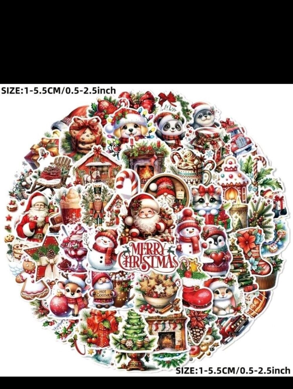 60pcs Christmas Cartoon Stickers